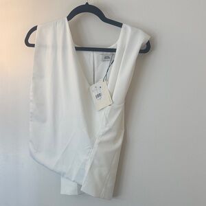 White Sleeveless Wrap-Style Top